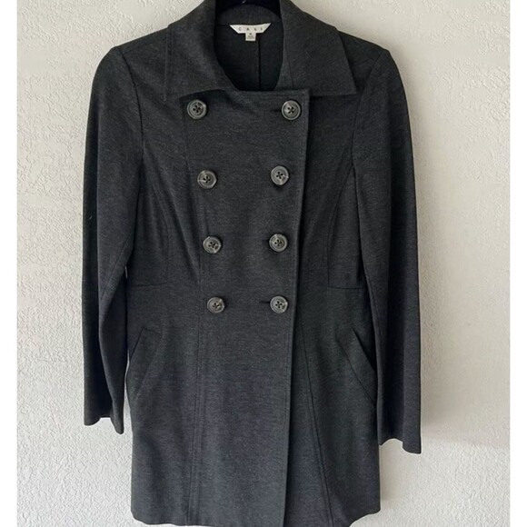 CAbi Style #648 Ponte Casablanca Double Breasted Trench Coat Jacket Gray Size M - Picture 1 of 4